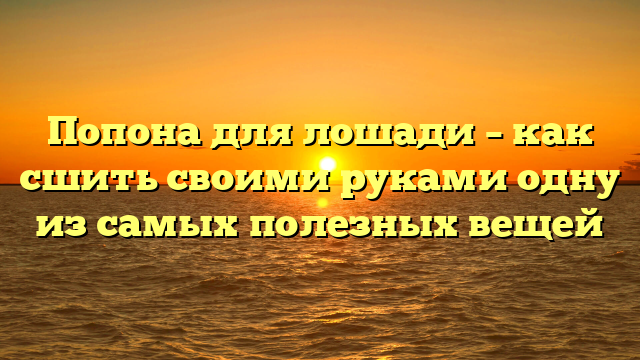 Попона для лошади – как сшить своими руками одну из самых полезных вещей
