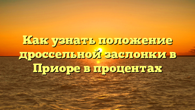 Как узнать положение дроссельной заслонки в Приоре в процентах