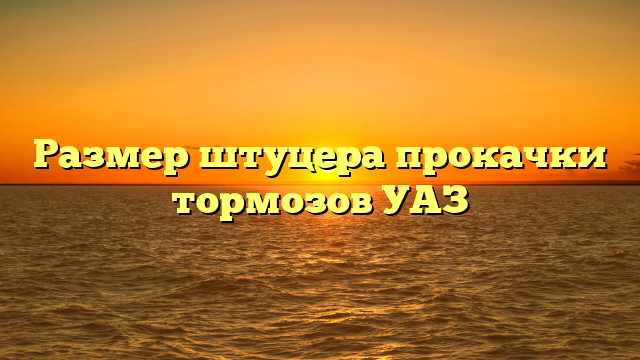 Размер штуцера прокачки тормозов УАЗ