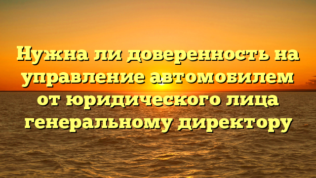 Нужна ли доверенность на управление автомобилем от юридического лица генеральному директору